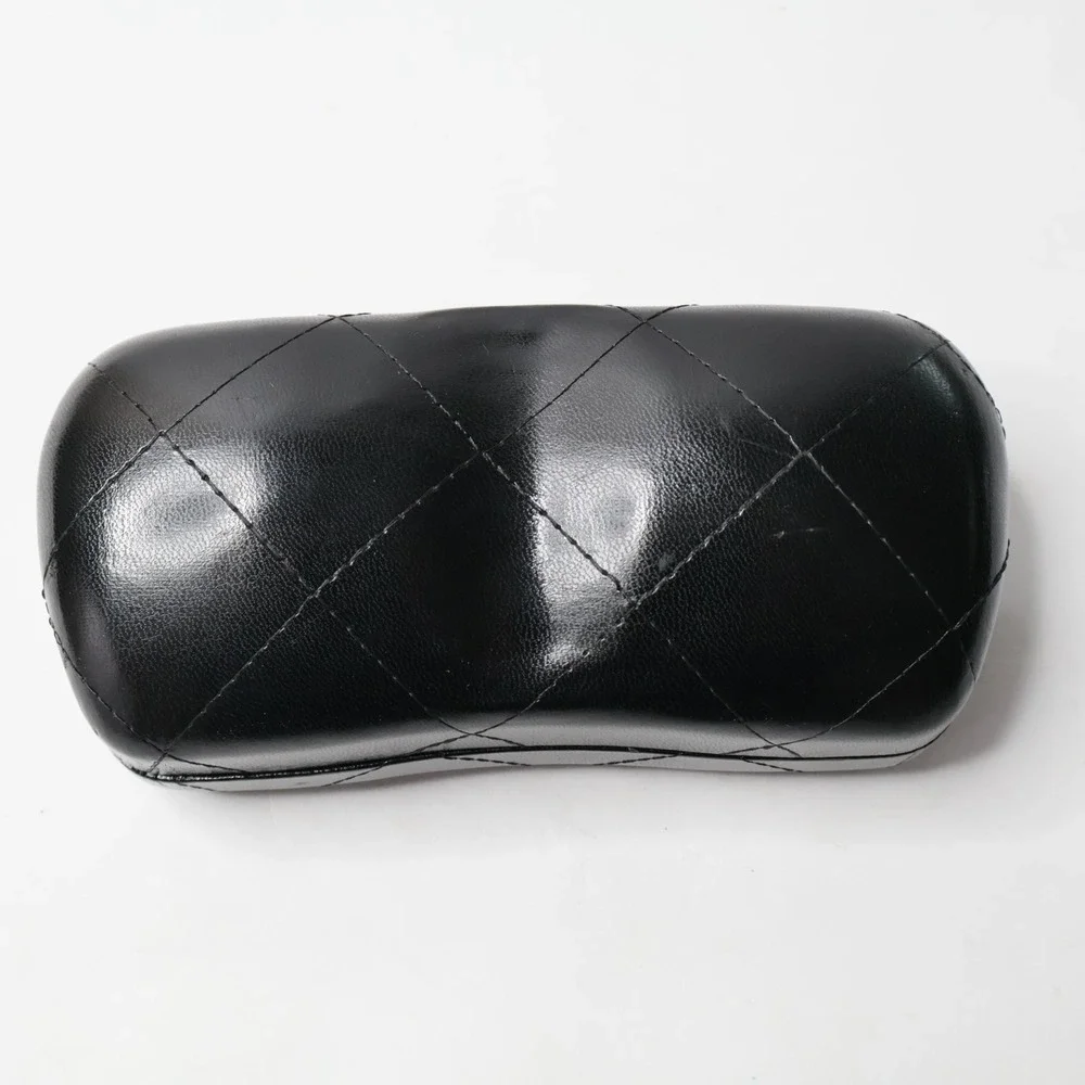 Chanel Black Quilted Leather Sunglasses Case Hard Shell CC Logo Clamshell Case‎